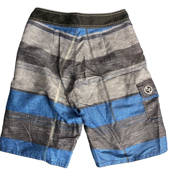 Lot of 2 Pull On Shorts Ezekiel PRNTD 28 Black Blue Stripe Pockets Drawstring - Picture 4 of 12